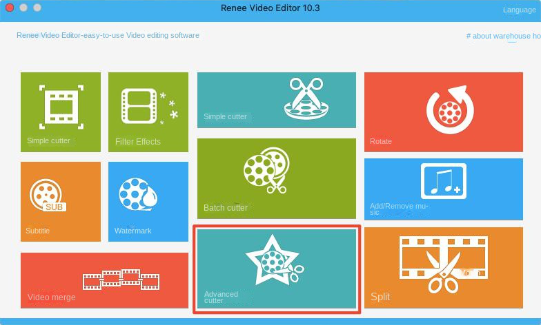 Renee Video Editor صفحة برامج Mac الرئيسية