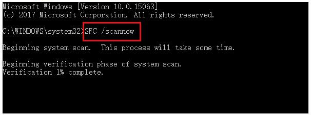 أدخل الأمر SFC