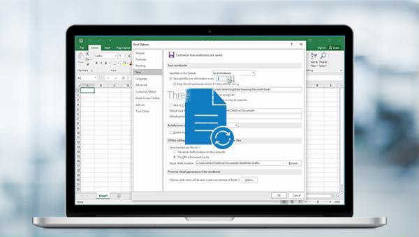 موقع الحفظ التلقائي في Excel