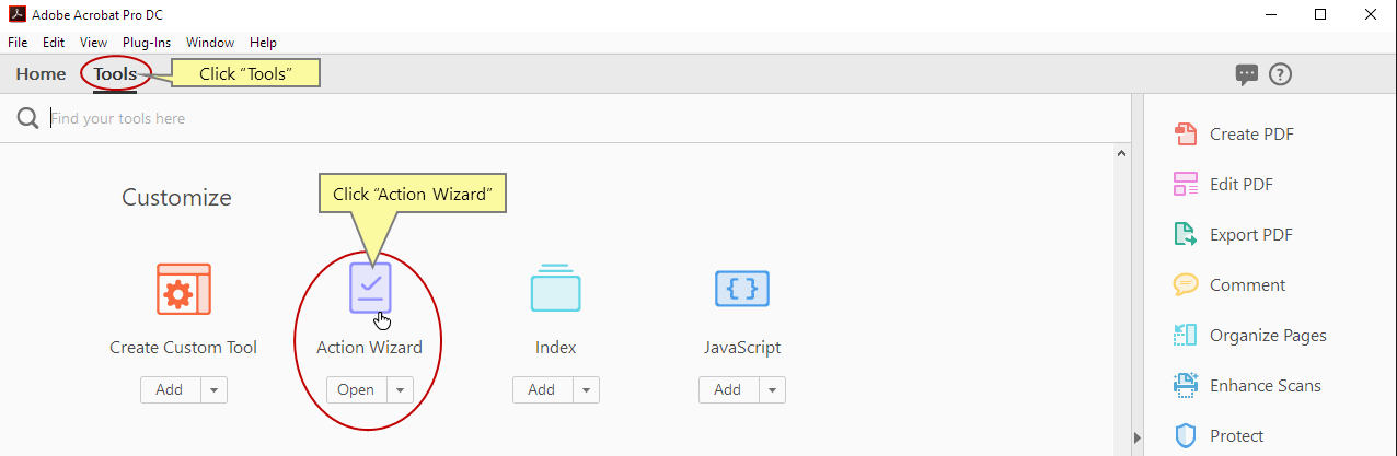 ابدأ Action Wizard