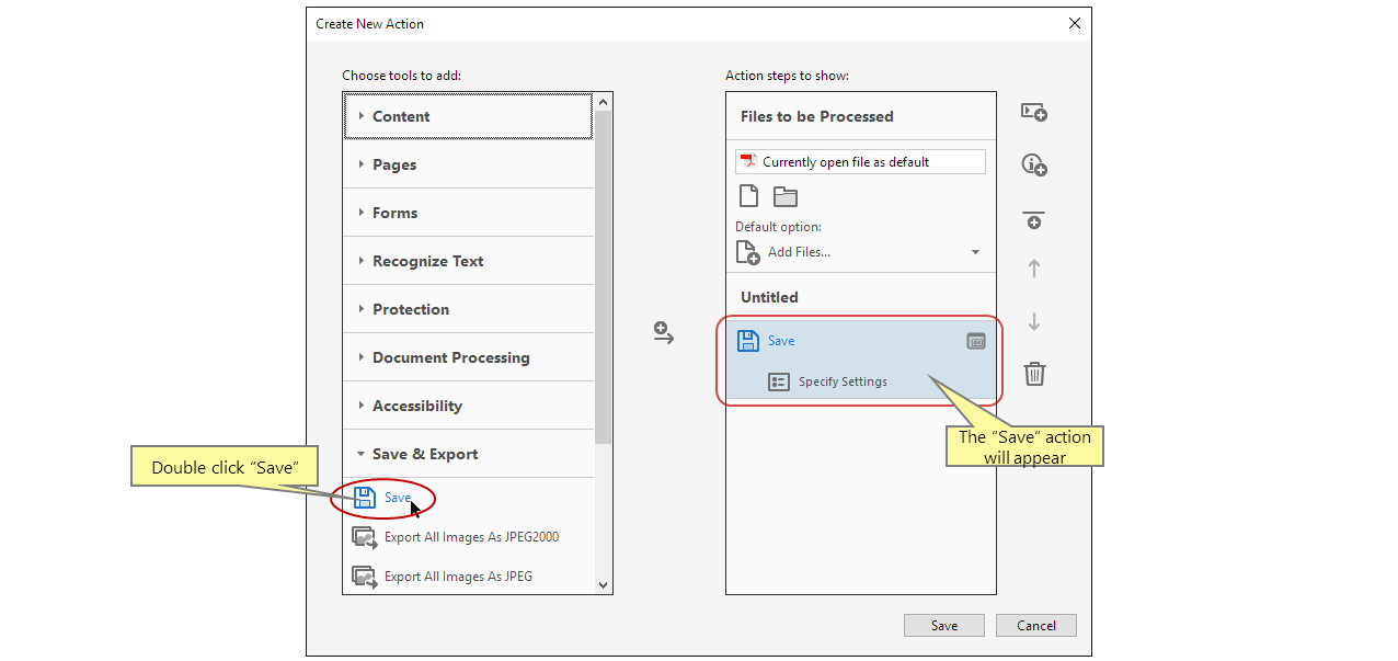 إضافة الحفظ
