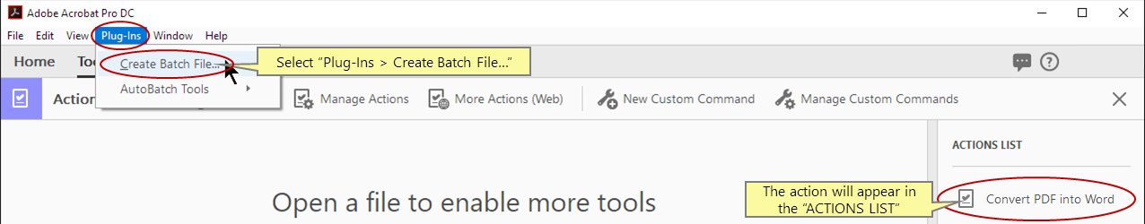 افتح حوار إنشاء ملف دفعي سطر أوامر