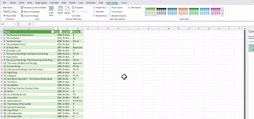 النتيجة المحملة في Excel