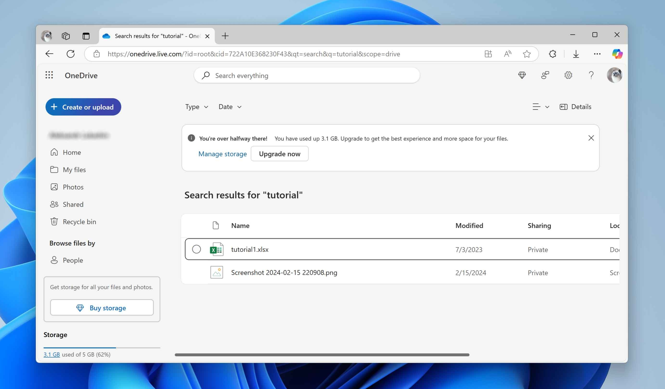 ابحث عن الملفات في OneDrive