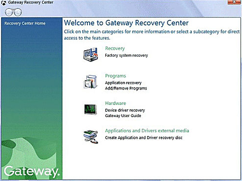 مركز استعادة Gateway لإعادة ضبط المصنع لاب توب Gateway