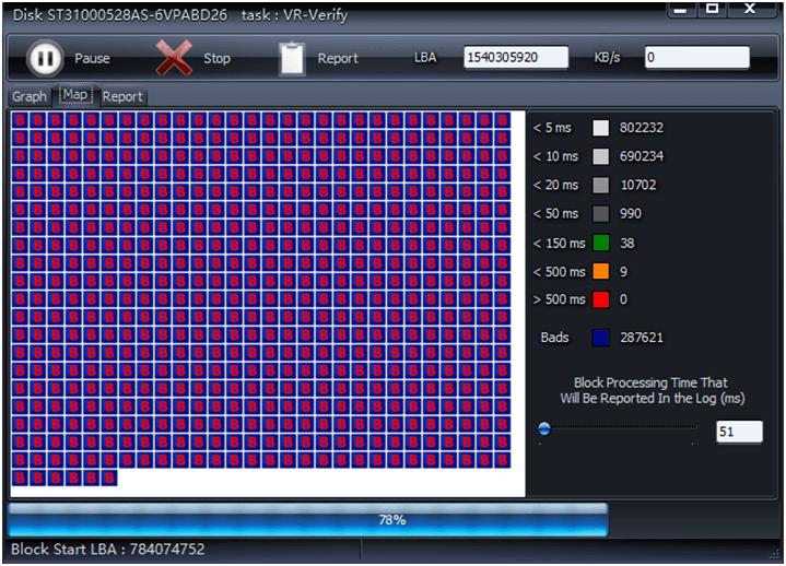 قطاع تالف في HDD Scan