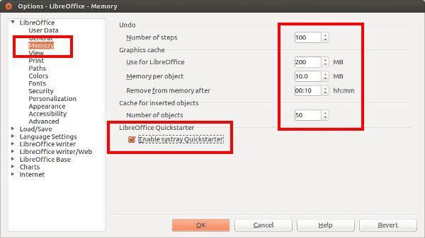 السماح لمزيد من ذاكرة الوصول العشوائي لـLibreOffice