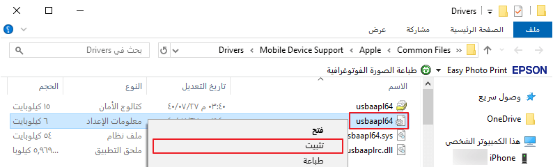 تثبيت usbaapl64 inf