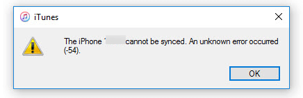 لا يمكن مزامنة iPhone خطأ 54