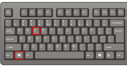 انقر على windows و E