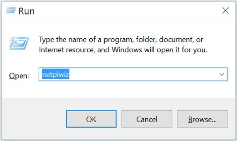أدخل netplwiz في نافذة التشغيل