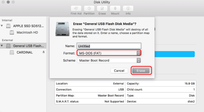 كيفية تهيئة بطاقة USB أو بطاقة sd على نظام التشغيل macOS