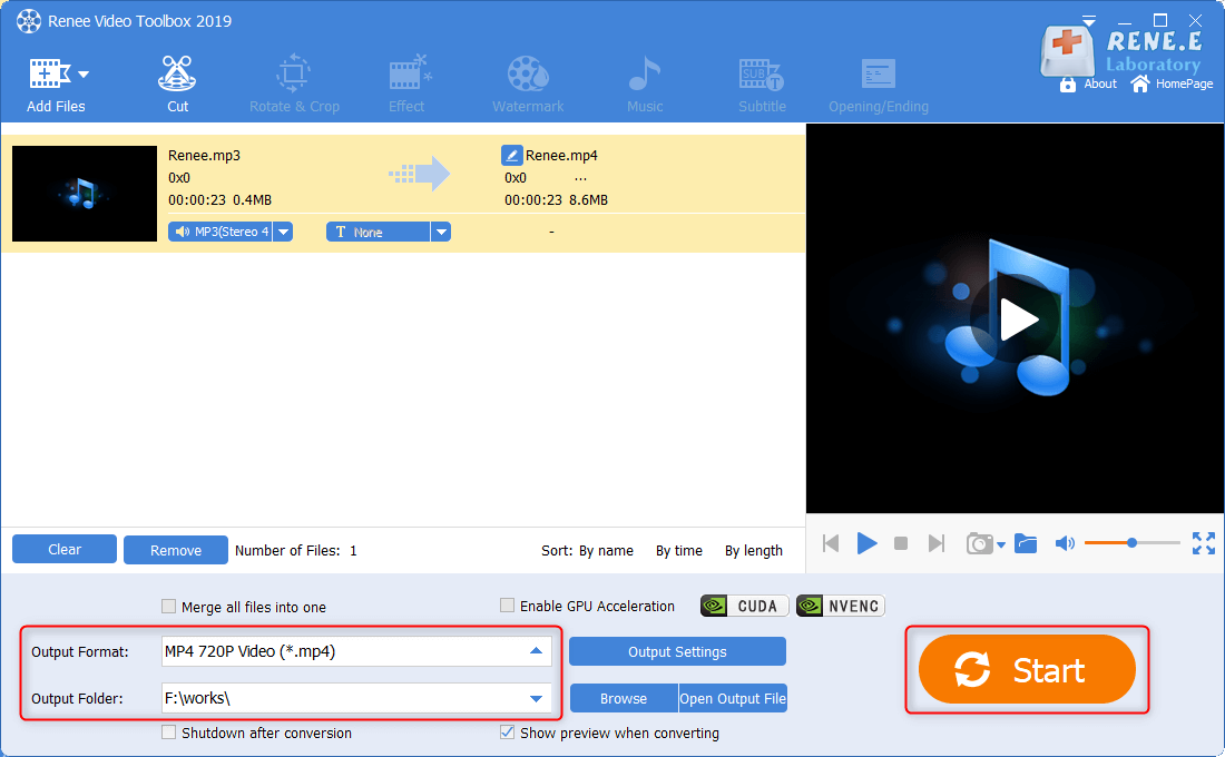 برنامج Renee Video Editor Pro لإخراج ملف MP3 المقطوع