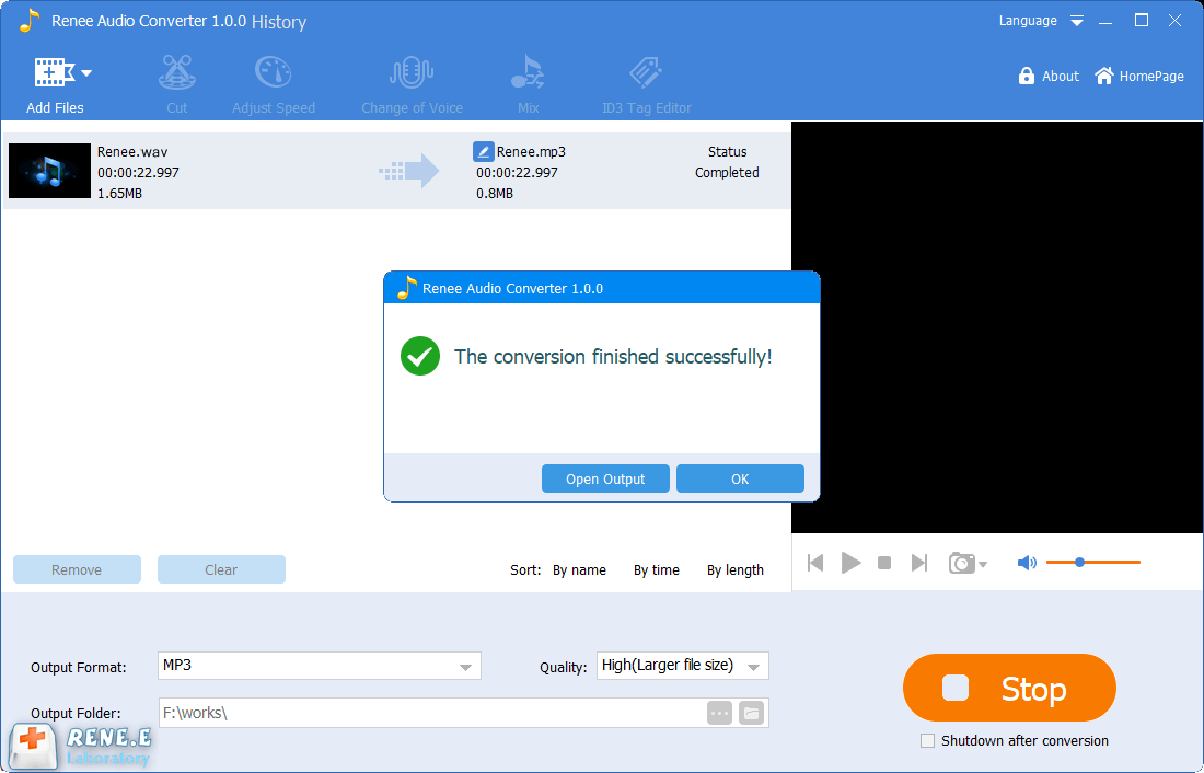 تحويل wav إلى mp3 باستخدام برنامج Renee