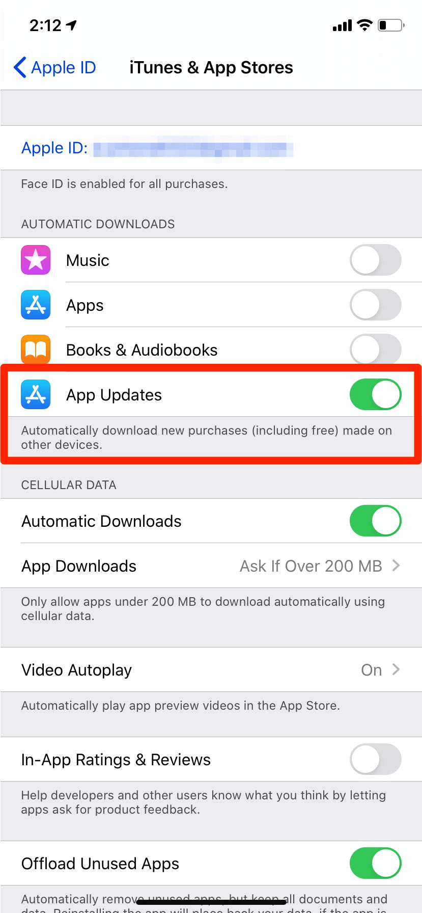 تعيين التحديثات التلقائية لتطبيقات iphone