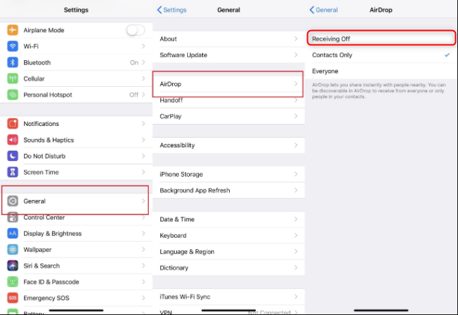 توقف عن تلقي الإنزال الجوي في هاتف iphone
