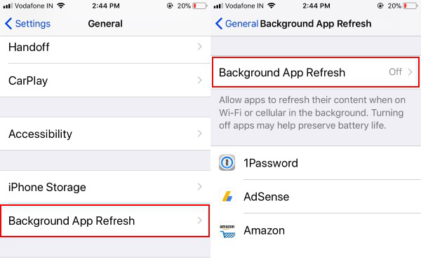 إيقاف تشغيل تحديث التطبيقات في الخلفية في iPhone