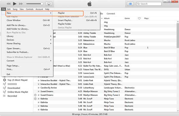 كيفية إنشاء قائمة تشغيل في itunes