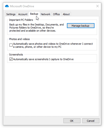 تعيين نسخ احتياطي لملف والمجلدات على onedrive عند عدم وجود قرص استرداد ويندوز 10