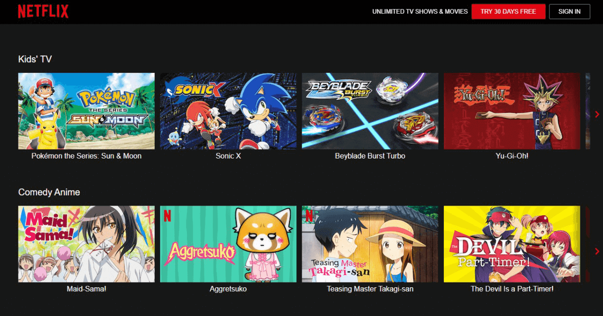 تحميل فيديو الرسوم المتحركة من Netflix