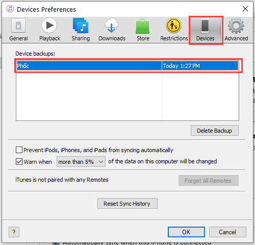 كيفية حذف النسخ الاحتياطية داخل برنامج itunes على نظام التشغيل windows