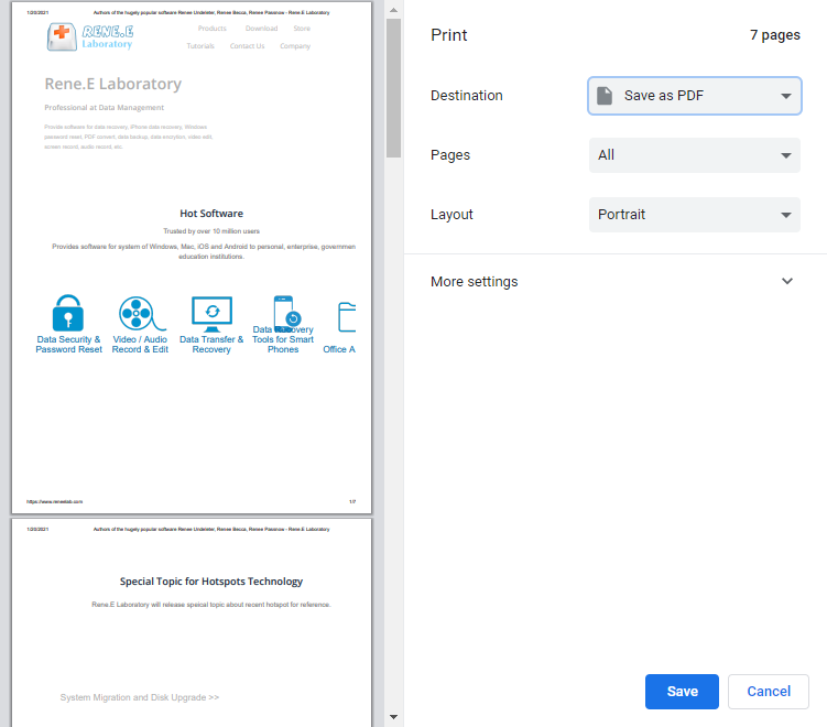 تحديد حفظ صفحة ويب كملف pdf على ويندوز كروم