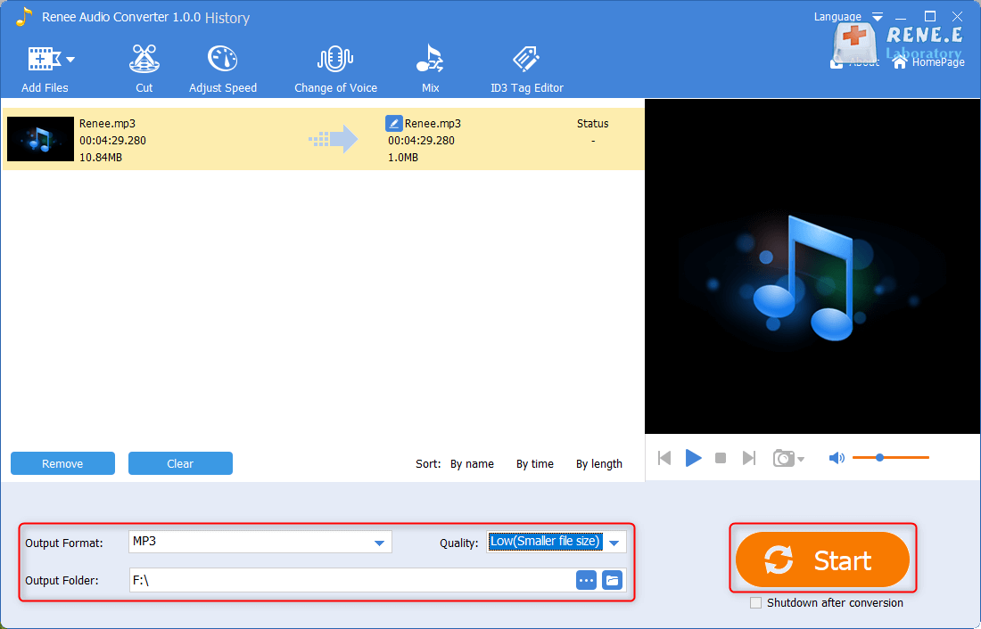 ضغط ملفات الصوت باستخدام برنامج Renee Audio Converter