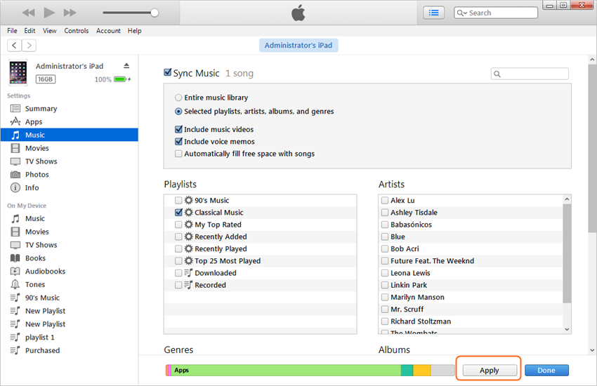 كيفية نقل الموسيقى من itunes إلى ipapd