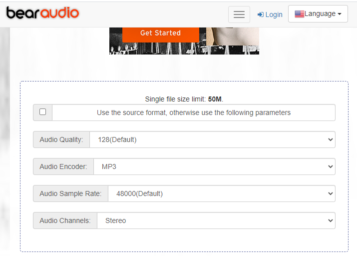 ضبط إعدادات الإخراج في bearaudio