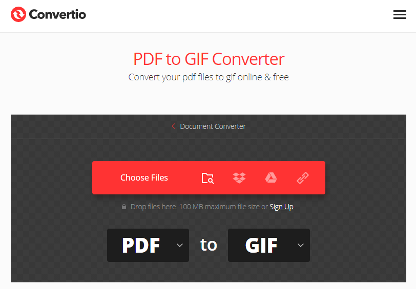 كيفية تحويل pdf إلى gif على برنامج convertio