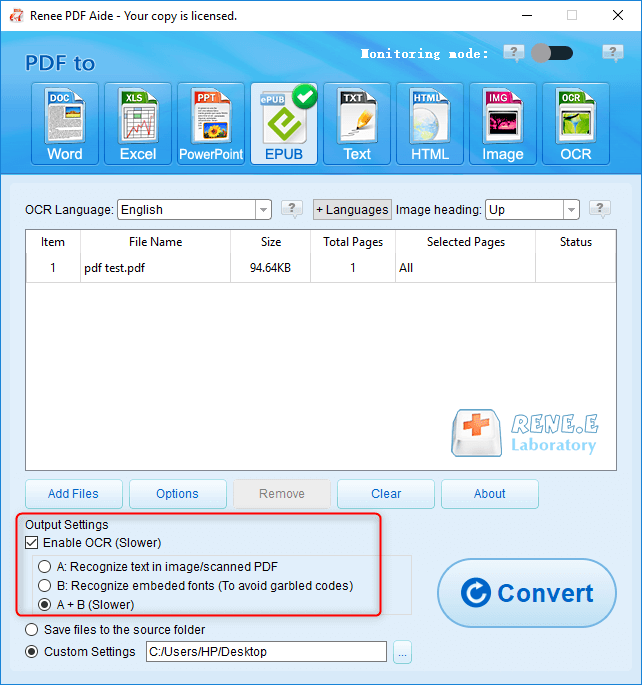 تحويل pdf إلى epub مع رينيه pdf مساعد