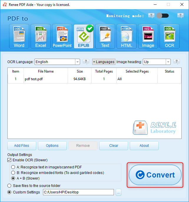 تحويل pdf إلى epub مع رينيه pdf مساعد