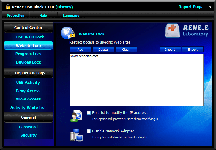 تعطيل الوصول إلى الشبكة باستخدام Renee USB Block