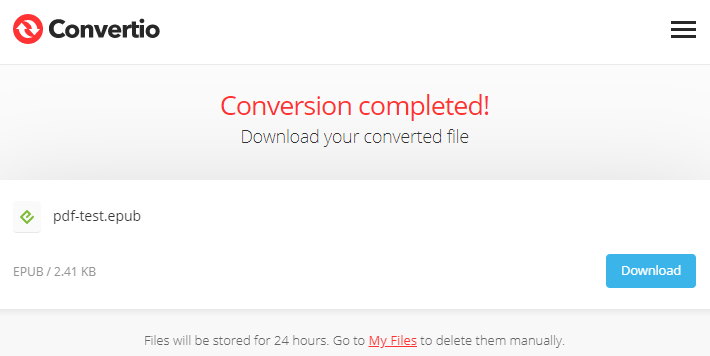تنزيل ملف epub المحول من Convertio