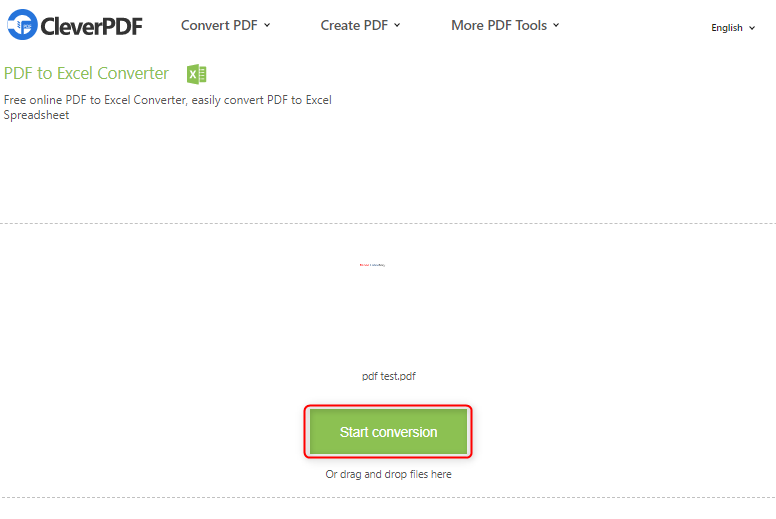 ابدأ التحويل بين pdf و excel في cleverpdf