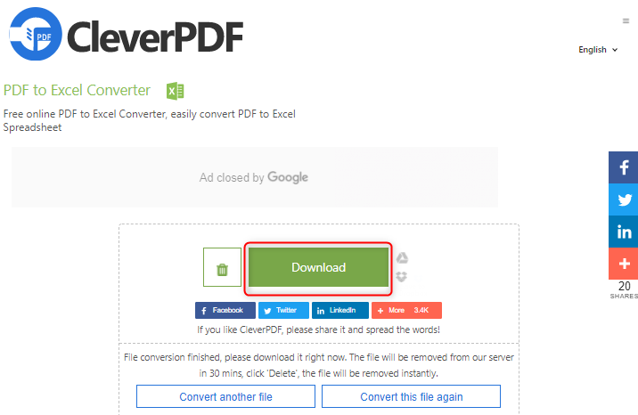 تنزيل ملف الاكسل المتفق عليه من موقع cleverpdf