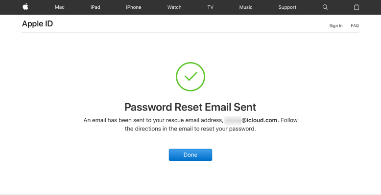 إرسال بريد إلكتروني لإعادة تعيين كلمة مرور Apple ID