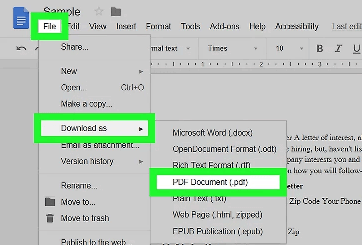 تنزيل مستند pdf من مستندات google docs