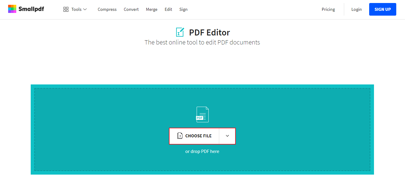 اختر الملف من محرر pdf