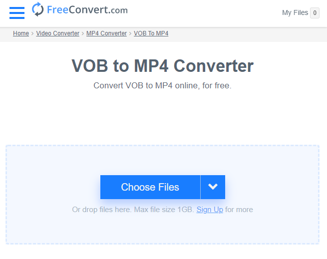 كيفية تحويل vob إلى mp4 على الإنترنت freeconvert com