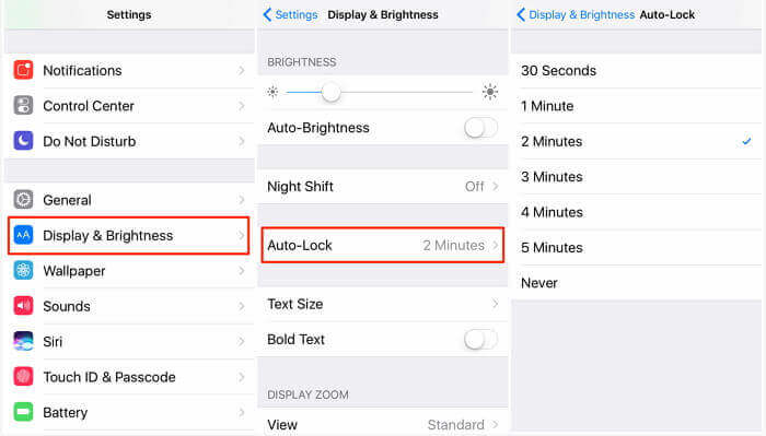 تغيير إعدادات شاشة القفل التلقائي لـ iPhone