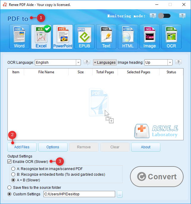 كيفية تحويل ملف pdf إلى Excel باستخدام مساعد رينيه pdf