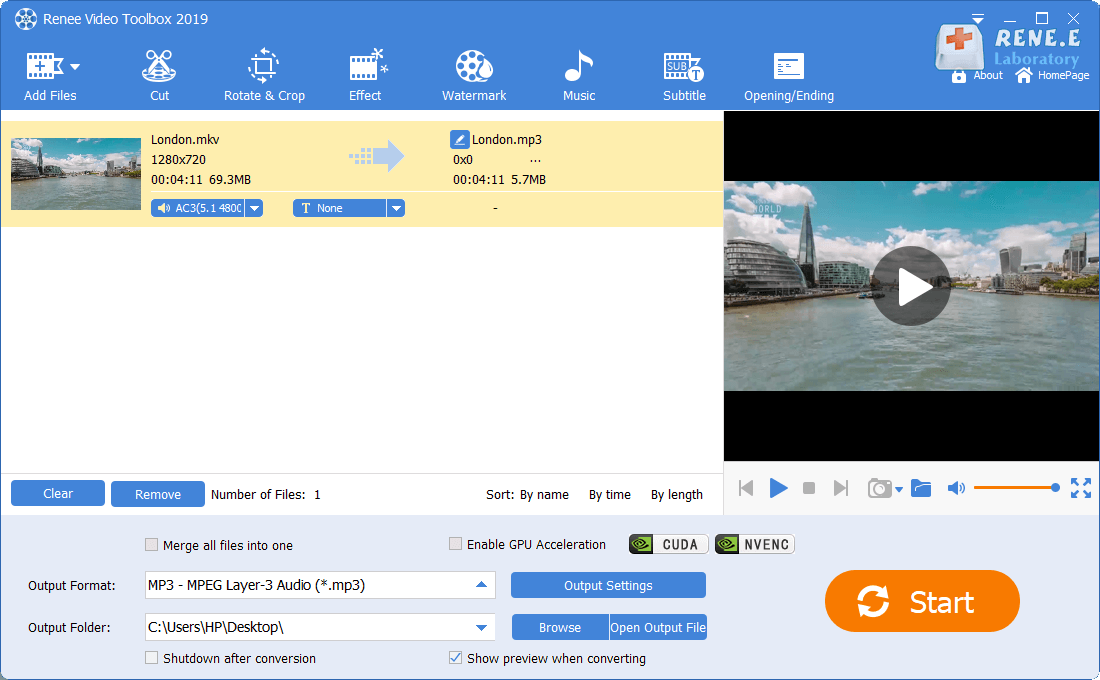 كيفية تحويل mkv إلى mp3 باستخدام محرر الفيديو رينيه برو