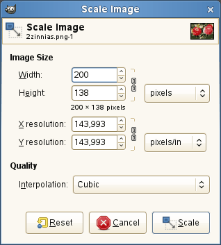جودة الصورة في gimp باستخدام cubic