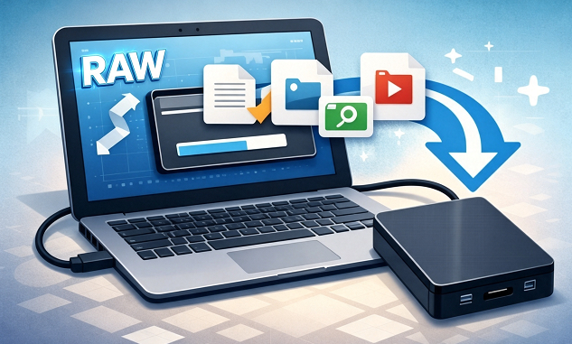 قرص صلب كمبيوتر محمول مع أداة استرداد تفحص الملفات المفقودة