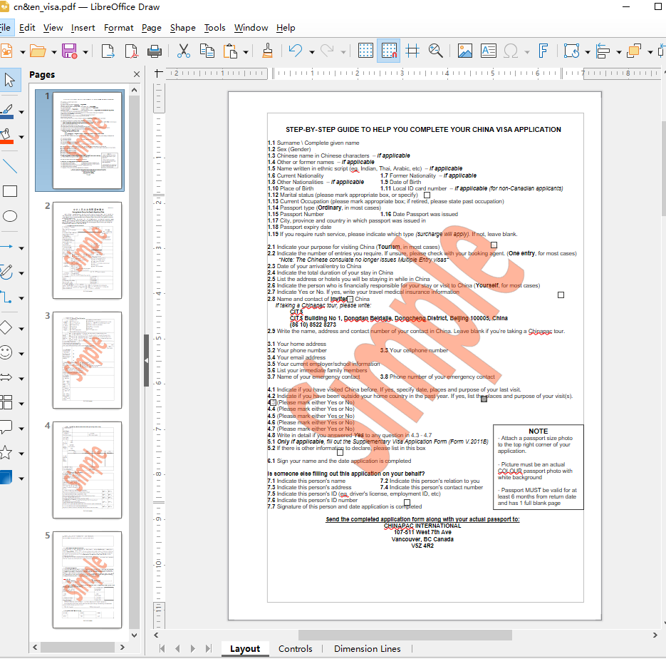 حذف العلامة المائية في LibreOffice Draw