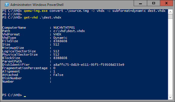 استخدام qemu-img لتحويل img إلى vhdx