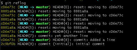 git reflog للعثور على الإيداع