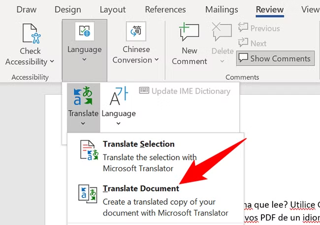 ترجمة PDF في Word