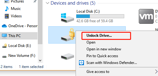 فك قفل BitLocker To Go